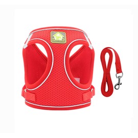 leconpet Step in Dog Harness, Vest Harness and Leash Set for Small Medium Dogs, Puppy Harness, Mesh Reflective Dog Harness Vest (Red, L)
