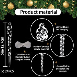 BAOTUJIA Christmas Tree Decoration Item, Clear Acrylic Icicle Christmas Hanging Ornament Set, Perfect for Christmas Home Decoration, Tree Hanging Decoration