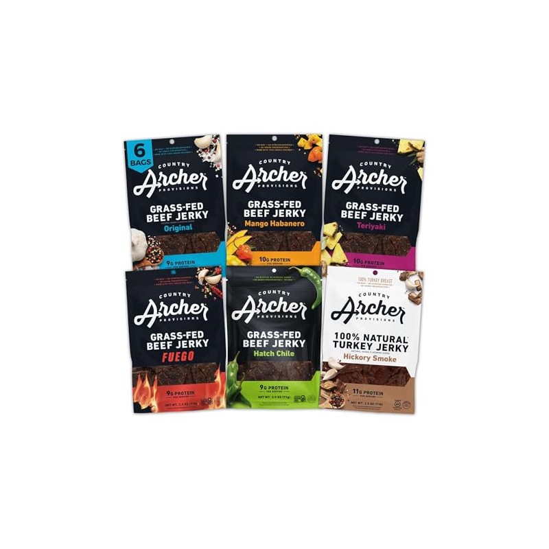 Country Archer Grass-Fed Beef Jerky Variety Pack- Beef Jerky Snack