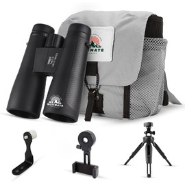 Ultimate Outdoors 12x50 HD Binoculars for Adults – Powerful Waterproof Binoculars with Phone Adapter & Tripod Mount | BaK-4 Prism for Bird Watching, Hunting, Stargazing, Travel & Cruise - Black