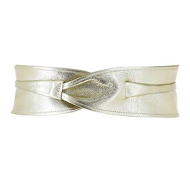 FASHIONGEN - Woman Italian leather Obi belt, CASSIANE - Golden, L-XL