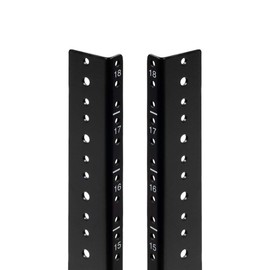 NavePoint 18U Vertical Rack Rail Pair DIY Kit with Hardware, Black