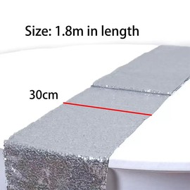 1.8M Glitter Sequin Sliver Table Runner For Wedding Decor 30CM Wide Dining Table Cover For Birthday Party Supplies