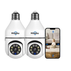 360°  View Wireless Light Bulb Camera, 2.4GHz & 5GHz WiFi Bulb Camera, 2-Way-Audio, Motion Detection and Alarm, 3MP Full Color Night Vision, SD/Cloud Storage, Work with Alexa, E26/E27 Socket - Color: 2 CAMERA, Size: 128 GB