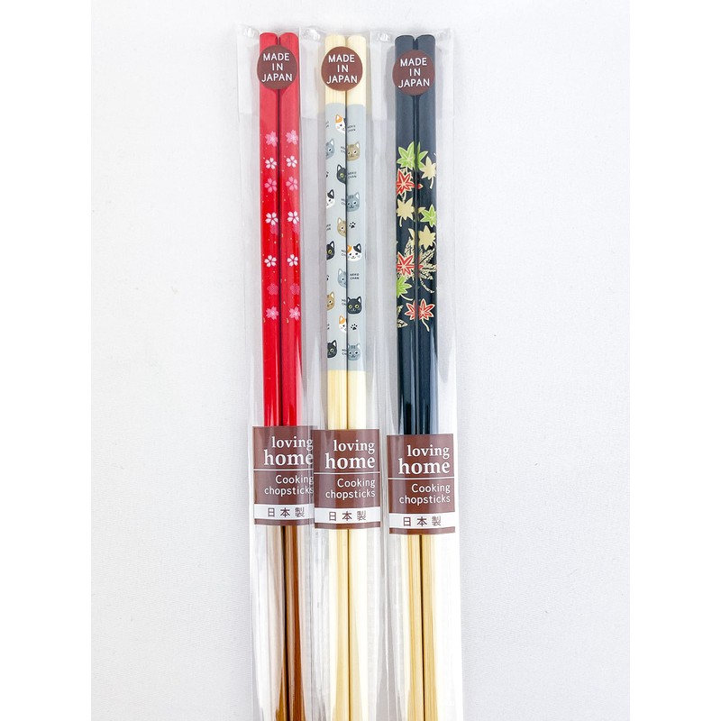 Set of 3 Assorted Cooking Chopsticks, Made in Japan, Natural