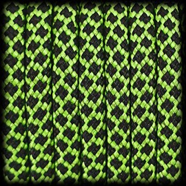 Ganzoo Paracord 550 Rope Diamond 30 Metres Nylon/Polyester Rope with 7 Core Strands for Bracelet, Lead, Collar, 4 mm Thickness, Multi-Purpose Rope, Survival Rope, Parachute Cord, Neon Green, Black