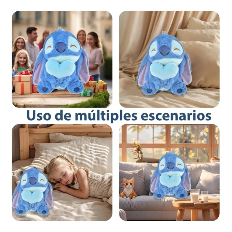 Para Bonito Peluche Stitch Angel Abrazando Corazón 45cm Azul