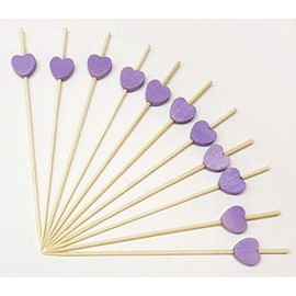AILEXI Cocktail Sticks 100 Counts Wooden Toothpicks Party Supplies Frill Finger Food Fruits Sandwich Nibbles - Purple Hearts