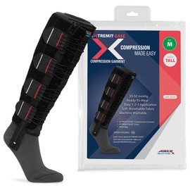 EXTREMIT-EASE Compression Garment 30-50 mmHg Lower Leg Compression Wrap - Ideal for Mild to Moderate Lymphedema Swelling, Venous Insufficiency, and Post-Op Edema - Medium, Tall, Black