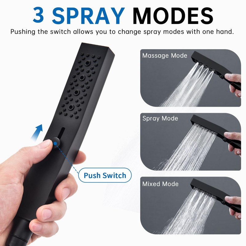 G-Promise All Metal Handheld Shower Set with 3-Function Showerwand, included