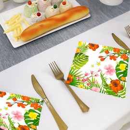 175Pcs Tropical Luau Party Supplies Aloha Hawaiian Paper Plates Set 9"& 7"Luau Plates Tropical Napkins Knives Forks Spoons Cups for Hawaiian Themed BBQs Summer Luau Birthday Party Decorations Serve25