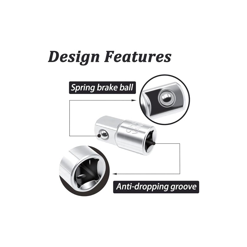 Dianrui 4 PCS Socket Adapter Set, 3/8 to 1/2 Socket