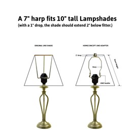 SLIP UNO Adapter Converts your 11" high Lampshade to fit on SLIP UNO Lamp Base (1 7/16" opening) - 8"h