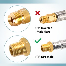 SHINESTAR Manguera de propano trenzada de 12 pulgadas NPT RV con manómetro para regulador de dos etapas estándar NPT de 1/4" NPT, paquete de 2