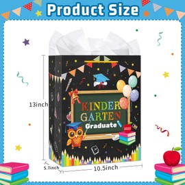 HEYINSHEN Kindergarten Graduation Gift Bag for Kids Preschool Graduation Gift Bag with Tissue Paper Graduation Goodies Bags with Handle Student Boy Girls Grade Supplies