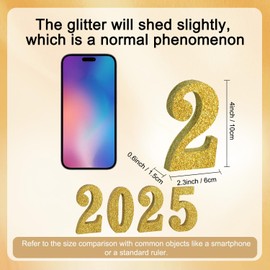 DecoGlee 4 Inch 2025 Gold Glitter Table Centerpiece Sign 2025 Number Word Sign,2025 Wooden Numbers Block for New Year Eve Graduation Chrismas Anniversary Party Supplies