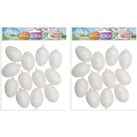 Pack of 12 White or Colourful Plastic Easter Eggs, 6 cm (2, White)