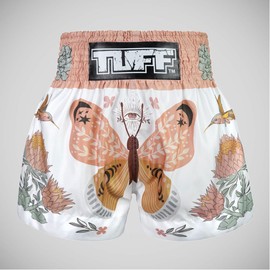 Tuff Sport Muay Thai - Pantalones cortos de boxeo, estilo tradicional, para entrenamiento, kickboxing, Tuf-ms678-wht, Large