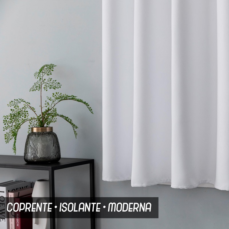 GIRASOLE HOME Coppia Tende Fiji Bianche Semi Oscuranti Termiche Morbide