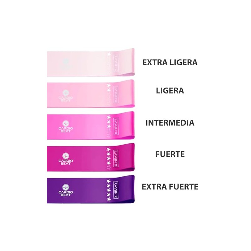 Genérico Cardio Beat Bandas de Resistencia, 5 Piezas, X-Light, Light,