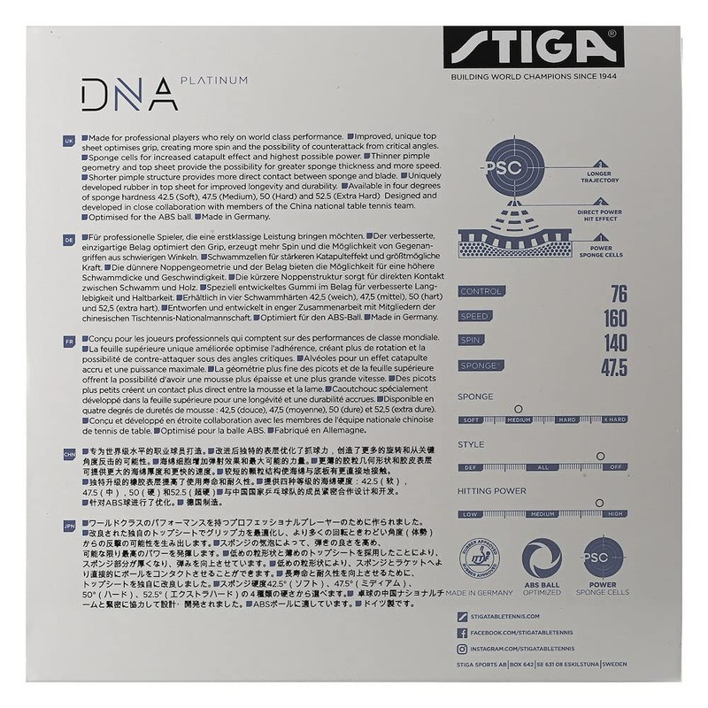 STIGA DNA Platinum M 2.1 Table Tennis Pad with Superior