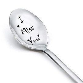 I Miss You Gifts Spoon for Her Him Long Distance Relationship Gifts for Men Women Anniversary Xmas Gifts for Couple Gifts for Girlfriend Boyfriend Moving Away Gifts for Friends Coffee Tea Spoons