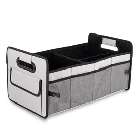 JiatuA Car Trunk Organizer, Car Organizers and Storage Collapsible Multi Compartment Container Box, Adjustable Car Accessories for SUV Sedan Truck, Standard Size, Grey