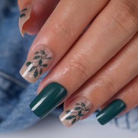 Square Tip Floral Press On Nails