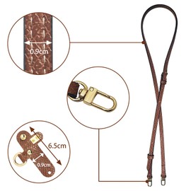 IBOPUXIU Adjustable Leather Shoulder Strap for Women Bags Mini Crossbody Strap (0.9cm Wide), No Punching and Universal Compatible, brown