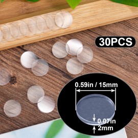 ANCIRS 30 Pcs Glass Table Top Bumpers, Non-Adhesive Round Table Rubber Grippers, Anti Slip Glass Table Spacer for Table, Cabinets, Laptop (15mm)