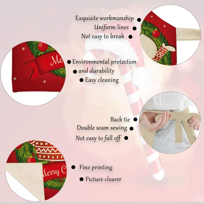 MIOSJI 2pc Christmas Aprons Adults Novelty Waterproof Apron for Xmas