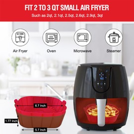 Air Fryer Silicone Liners for 2 to 3 QT Small Air Fryers, 2 Pack Square Non-Stick Reusable Air Fryer Liners Silicone Pot Basket Bowl Liner Baking Tray Air Fryer Accessories, Better than Paper Liners