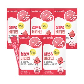 Good & Kids Delicious Iron Vitamin Strawberry Flavor 30 Packets 5 Boxes + NP Vitamin C Gummy Jelly 2 Packs / Kids Iron Supplement / 굿앤키즈 맛있는 철분 비타민 딸기맛 30포 5박스 + NP 비타민C 구미젤리 2봉  키즈 철분제 영양제