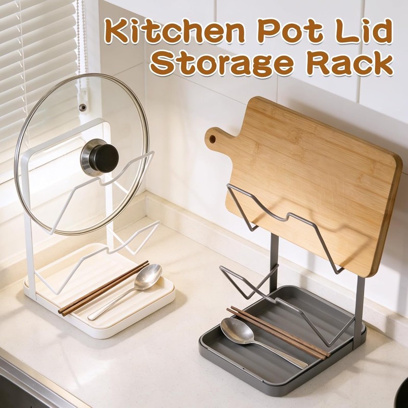 2 Tier Pot Lid Holder Rack for Kitchen Storage, Multifunctional