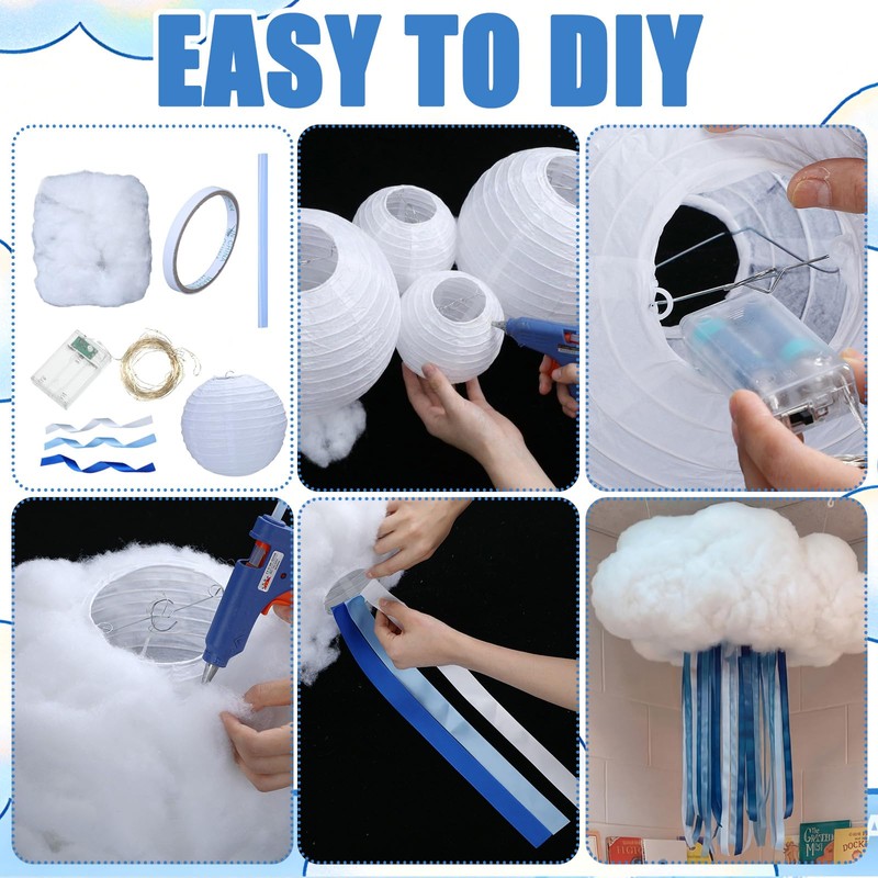 Lounsweer 43 Pcs Classroom Cloud LED Light 3D Sensory Cloud