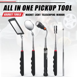Gifts for Men, Telescoping Magnetic Pick Up Tool Set, Extendable Magnet Flashlight with Inspection Mirror, Flexible LED Flashlight, Mens Gifts, Birthday Gifts for Dad, Him, Men, Husband, Women