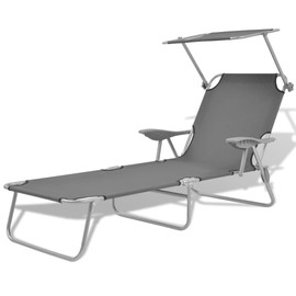 CHARMMA Sun Lounger with Canopy Steel Gray-7.8KG