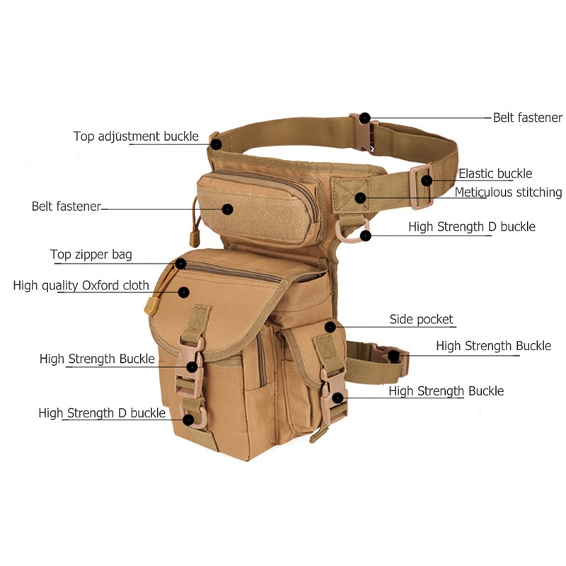 Men Adjustable Military Thigh Bag Utility Waist Pack Pouch Hiking