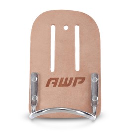 AWP Leather Hammer Holder, Genuine Saddle Leather Tool Belt Accessory, Fits Work Belts up to 2-1/2 Inches Wide, Durable Holder for Hammers and Hand Tools, 1L-739-2