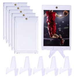 Bubuny Trading Card Sleeves, Pack of 5 35PT Magnetic Card Holder with 5 Acrylic Card Stands, UV Protection Card Holder, Transparent Card Protective Cases for Magic Game Sports Cards Collection