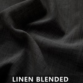 Mrs.Naturall Black Linen Curtains 96 Inches Long for Living Room Bedroom,Back Tab Sheer Curtain Drapes Floor to Ceiling Length 2 Panels Set,8ft