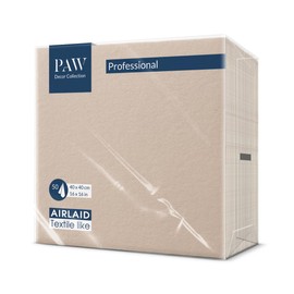 Paw Airlaid Napkins - Fabric-Like (40 x 40 cm) I Pack of 50 I Ideal for Weddings, Christenings, Communion, Birthdays I Fabric Napkins - Plain Beige I Colour: Monocolour Beige