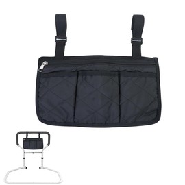 DeaHea Bed Rails Bag with Cup Holder Phone Pouch 4 Pocket Storage Organizer Bag for Elderly Adults Safety Bed Assist Rail Medical Bed Support Bar Mobility Assistant Handle Bars Under Mattressbed Cane