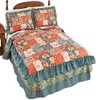 Collections Etc Fall Floral Patchwork Triple Ruffle Bedspread
