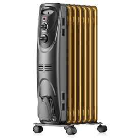 PELONIS Radiator Heater for Large Space, Electric Oil Filled Radiator, Dual Knobs, 1500W, Quiet Space Heater, 3 Modes, Tip-over Protection