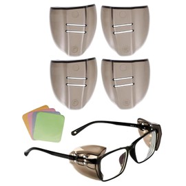 QLEUIFT 2 Pairs of Glasses Side Protection Flexible Protective Glasses Protection Glasses Wings Clear Side Protection for Safety Glasses Glasses Protection Includes 4 Glasses Cleaning Cloths Dark