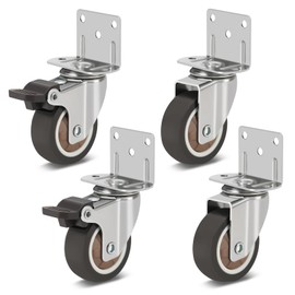 LONTAN Set of 4 furniture castors with brake, furniture castors, L-shaped castors for furniture, castors 50 mm, furniture castors with brake, castors, heavy duty castors, furniture castors, total load