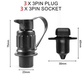 GOMETY Pack of 3 3-Pin Plug and Socket, 12 V 3-Pin Tractor Plug Socket 12 V, 3 Pin Trailer Plug Socket According to DIN 9680 Waterproof Plug Socket for Trucks Cars (3)
