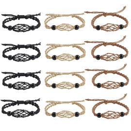 VNVETYTO 12 PCS Bracelets Crystal Cage Bracelets Holder Bracelets Cord Empty Stone Holder Replacement Hand-Woven with Adjustable Length