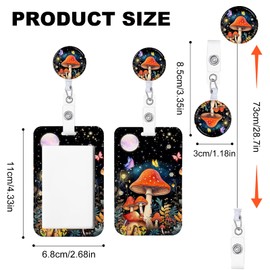 3 Set Mushroom ID Badge Holder with Clip Badge Reels Retractable Heavy Duty,Keychain，ID Holder for School Nurse Office 2